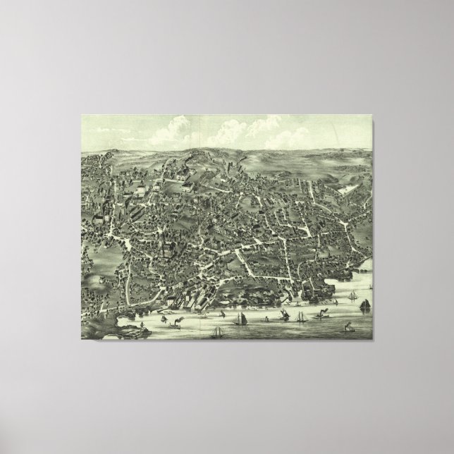 Toile Carte vintage de Marblehead MA (1882) (Recto)