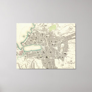 Toile Carte vintage de Marseille France (1840)