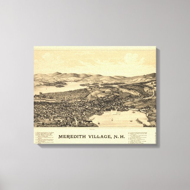 Toile Carte vintage de Meredith NH (1899) (Recto)