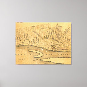 Toile Carte vintage de Mobile Alabama (1840)