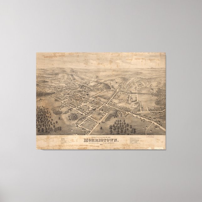 Toile Carte vintage de Morristown NJ (1876) (Recto)