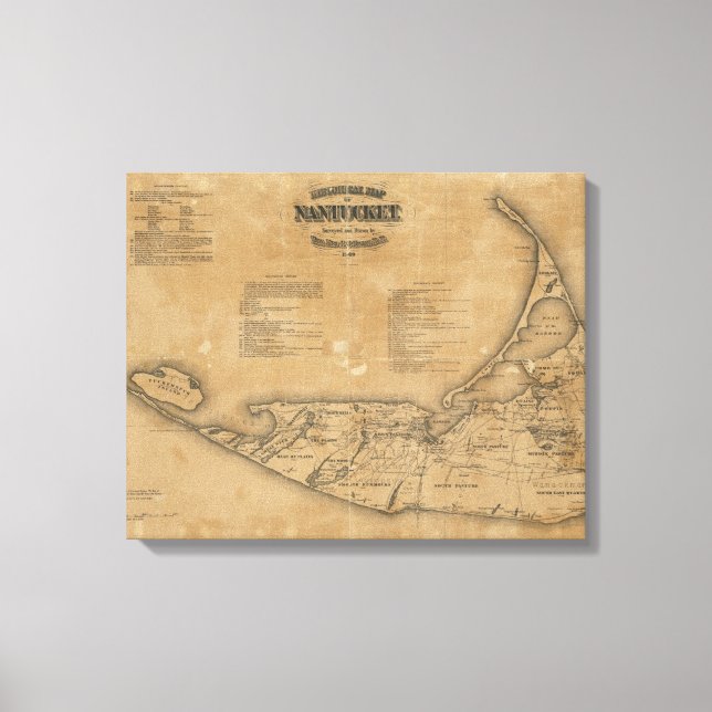 Toile Carte vintage de Nantucket (1869) (Recto)