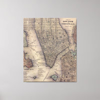 Carte vintage de New York et Brooklyn (1847)