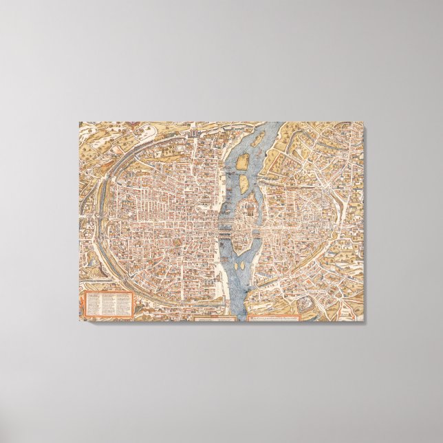 Toile Carte vintage de Paris (1550) (Recto)
