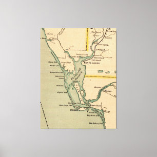 Toile Carte vintage de port Charlotte la Floride (1896)
