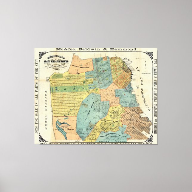Toile Carte vintage de San Francisco (1890) (Recto)