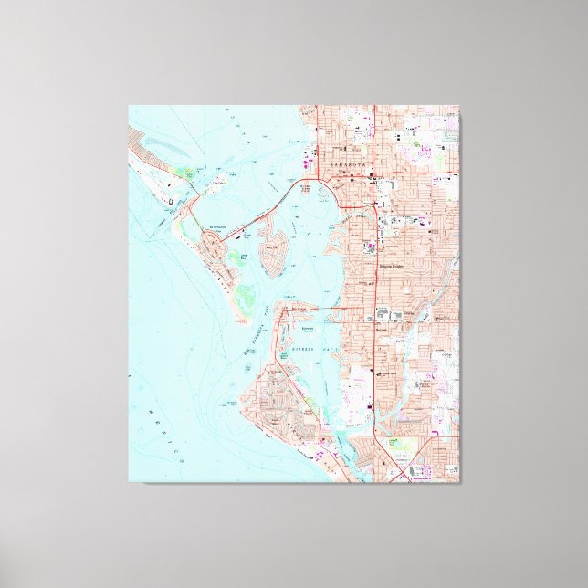 Toile Carte vintage de Sarasota Floride (1973) (Recto)