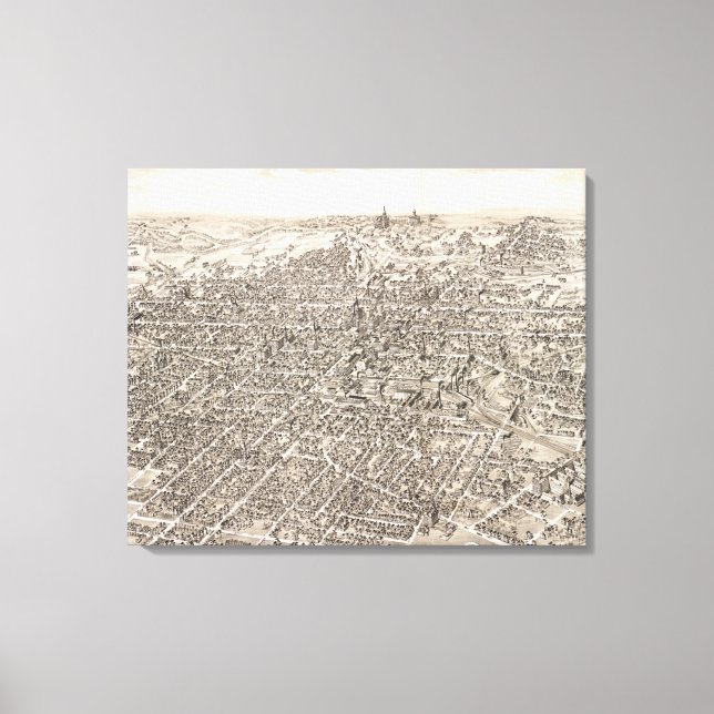 Toile Carte vintage de Springfield Ohio (1884) (Recto)