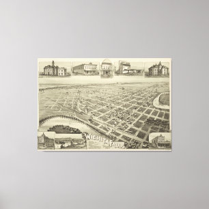 Toile Carte vintage de Wichita Falls TX (1890)