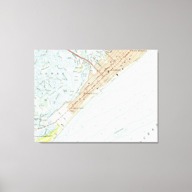 Toile Carte vintage de Wildwood NJ (1955) (Recto)