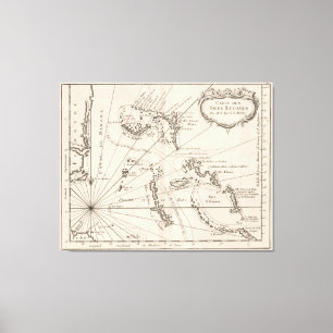 Toile Carte vintage des Bahamas (1764)