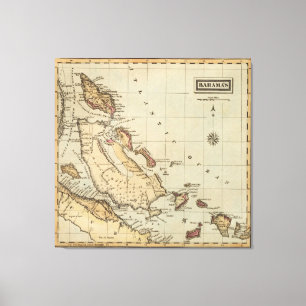 Toile Carte vintage des Bahamas (1823)