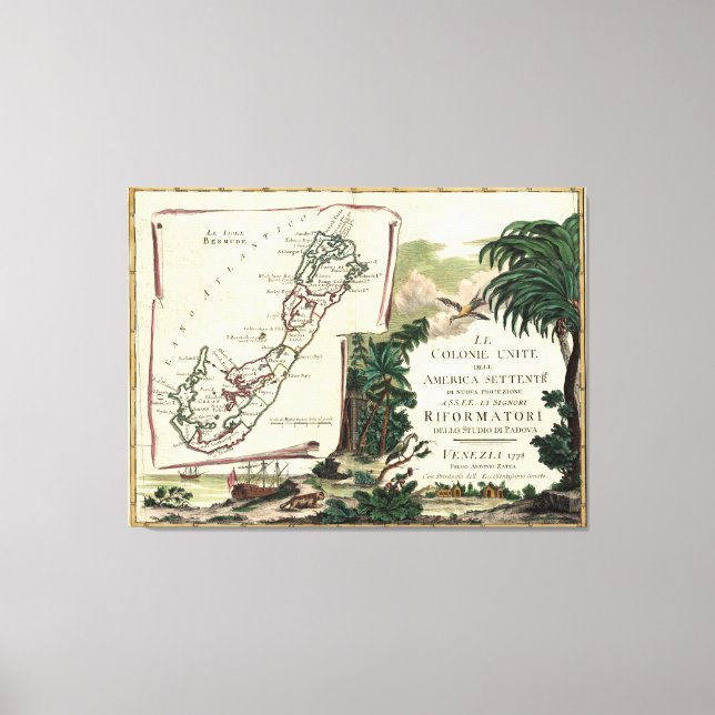Toile Carte vintage des Bermudes (1778) (Recto)