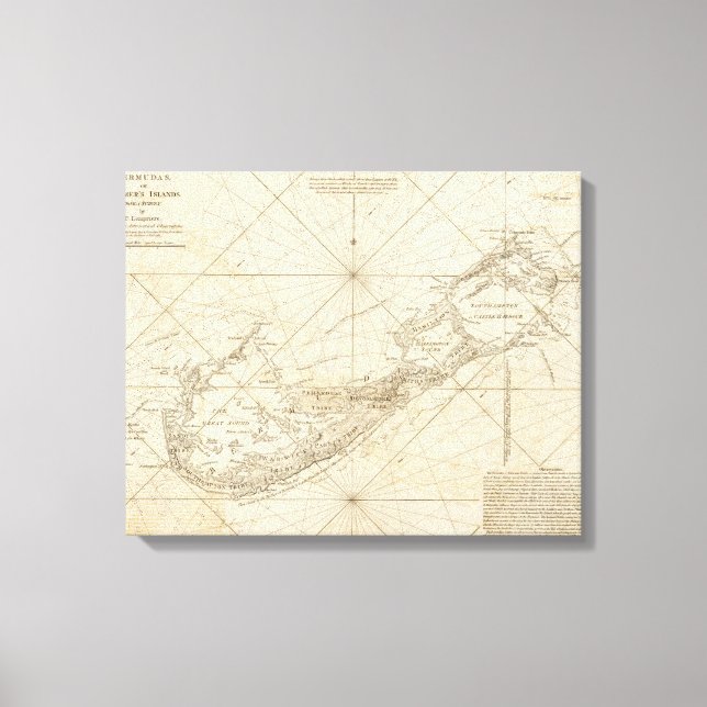 Toile Carte vintage des Bermudes (1788) (Recto)