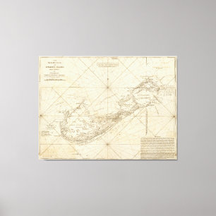 Toile Carte vintage des Bermudes (1788)