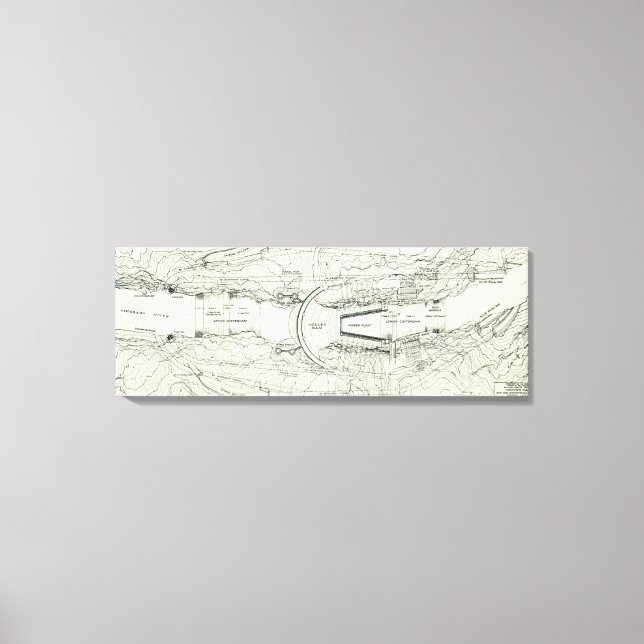 Toile Carte vintage du barrage Hoover (1930) (Recto)