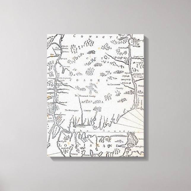 Toile Carte vintage du Connecticut (Recto)