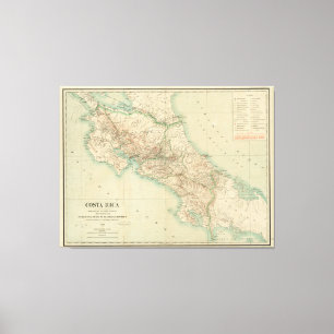 Toile Carte vintage du Costa Rica (1903)