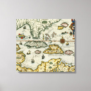 Toile Carte vintage du des Caraïbes (1594)