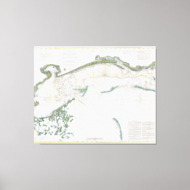 Toile Carte vintage du détroit du Mississippi (1866) (Recto)