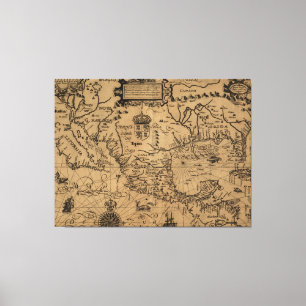 Toile Carte vintage du Mexique (1600)
