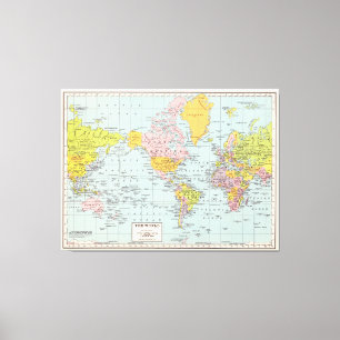 Toile Carte vintage du monde