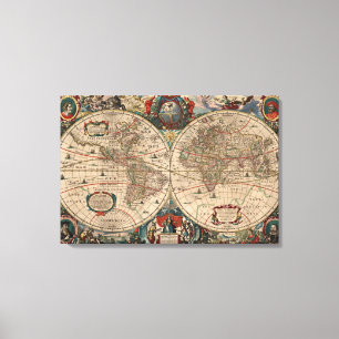 Toile Carte vintage du monde (1641)