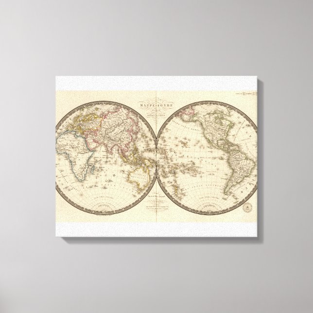 Toile Carte vintage du monde (1820) (Recto)