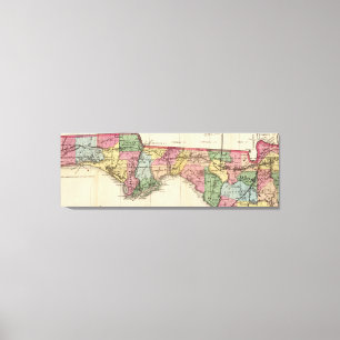 Toile Carte vintage du Panhandle de Floride (1870)