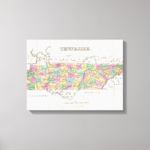 Toile Carte vintage du Tennessee (1827)