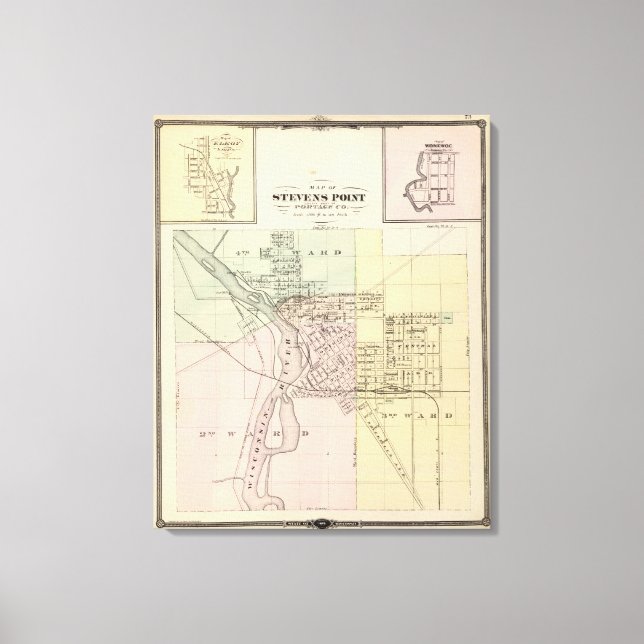 Toile Cartes de Stevens Point, Elroy et Wonewoc (Recto)