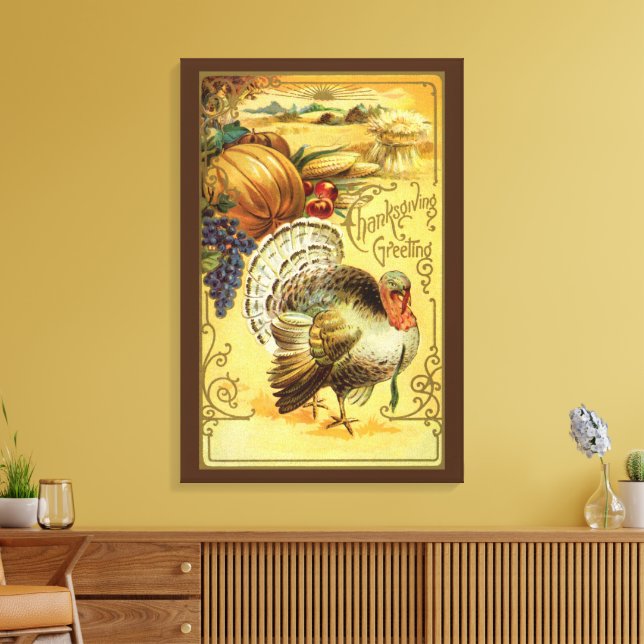 Toile Cartes de vœux vintage pour Thanksgiving avec dind (Insitu(Salon))