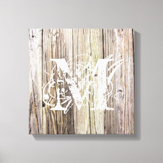 Toile Cartes en bois rustique avec Monogramme