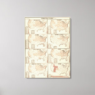 Toile cartes lithographiées des statistiques