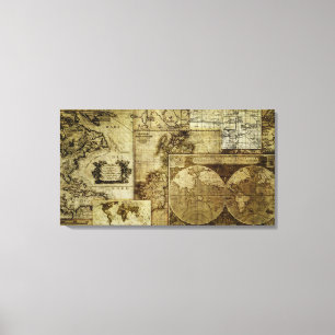 Toile Cartes vintage vieux monde