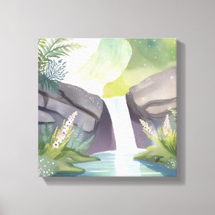Toile Cascade Chuchotement Paysage Aquarelle Nature