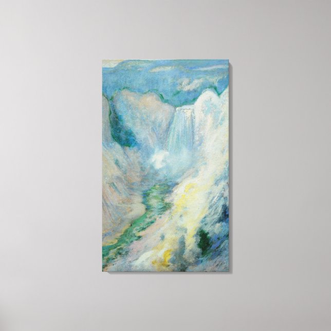 Toile Cascade dans Yellowstone par Twachtman, Art Vintag (Recto)