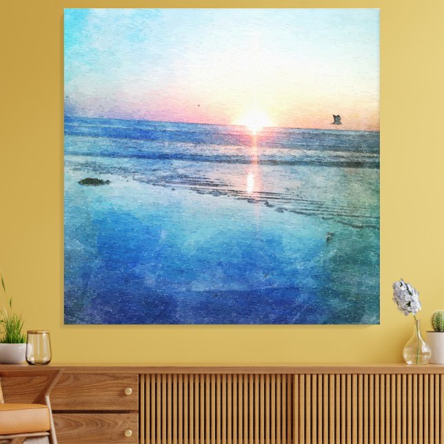 Toile Cascade du coucher de soleil de la plage du Pacifi (Insitu(Salon))