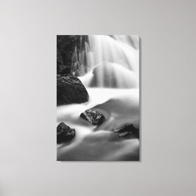 Toile Cascade en noir et blanc, Californie (Recto)