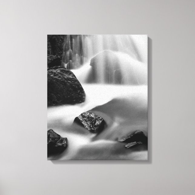 Toile Cascade en noir et blanc, Californie (Recto)