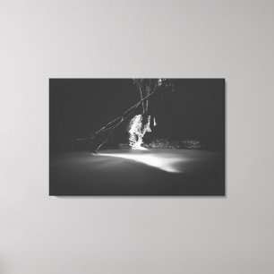 Toile Cascade noire et blanche minimaliste