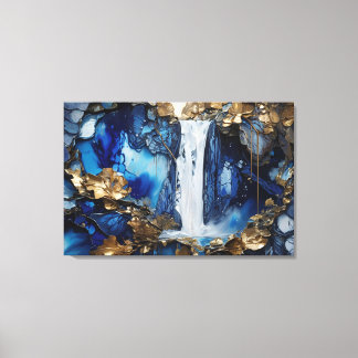 Toile Cascade Paysage Blue & White Premium Peinture Art