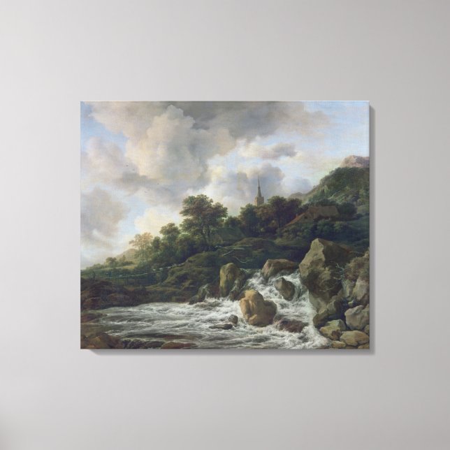 Toile Cascade près d'un village, c.1665-70 (Recto)