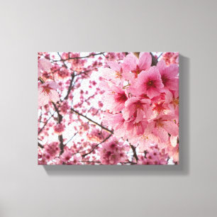 Toile Cascade rose cerise fleurs mur Art