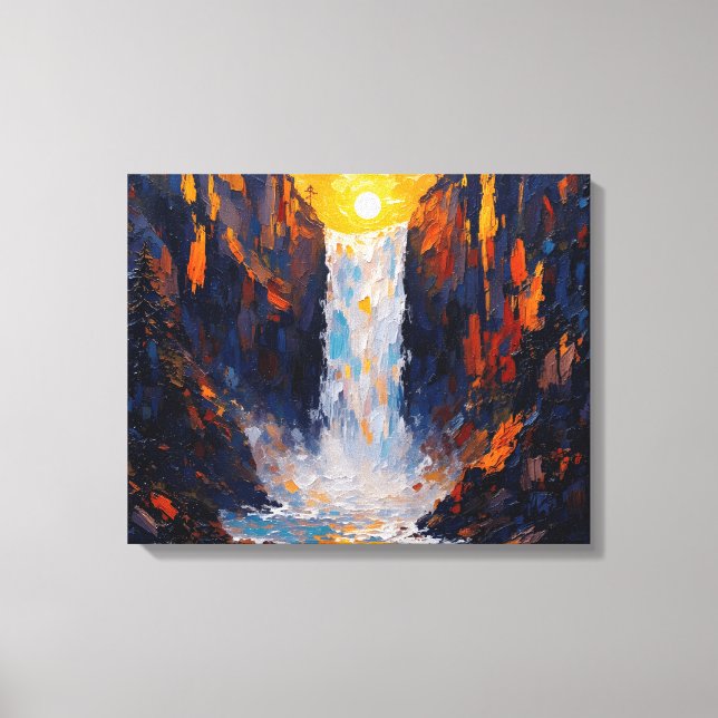 Toile Cascade Sunset Premium Wrapper Canvas Wall Art (Recto)