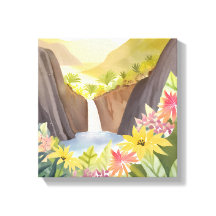 Cascade tropicale | Paysage Floral Aquarelle
