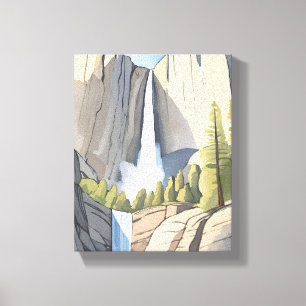 Toile Cascades de Yosemite Aquarelle du Parc National