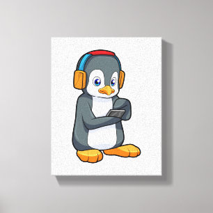 Toile Casque de musique Penguin