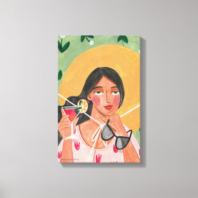 Toile Casquette été fille lunettes de soleil floral (Recto)