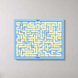 Toile Casse-tête labyrinthe bleu et jaune
